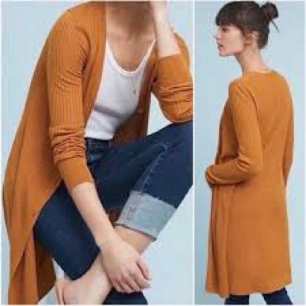 Anthropologie Meadow Rue Mustard Open Cardigan size xs